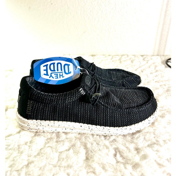 NWT Hey Dude Wally Sox Black and White Slip-on Shoes Men Size 9 - Picture 4 of 8